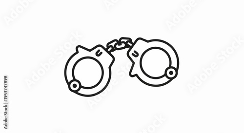 Handcuffs with chain on white background symbolizing law enforcement and security measures