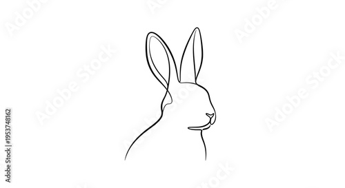 Minimalist line drawing of a rabbit.