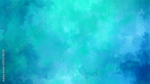 Vector Abstract water paint in turquoise and cyan color create an emotional dreamy artistic effect and give serenity .