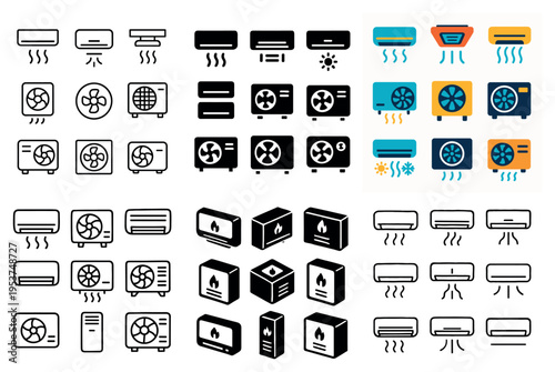Climate icons with air unit fan minimal