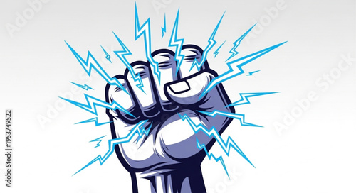 Electrified Fist - A Symbol of Power and Energy Unleashed.