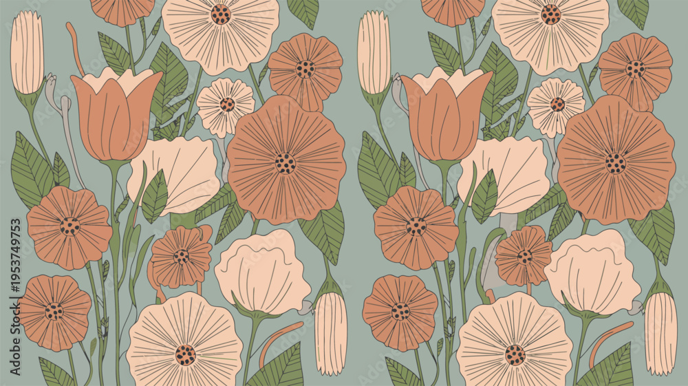 Fototapeta seamless floral pattern