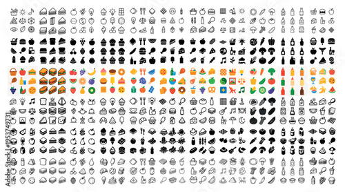 Food icons with burger and pizza colorful