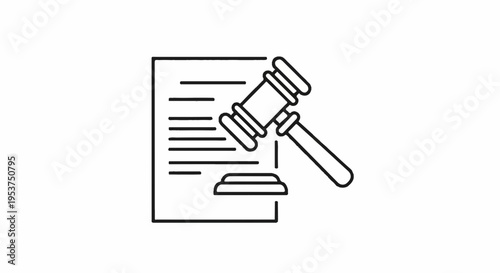 Law document with judge gavel on top symbolizing legal judgment and authority in court