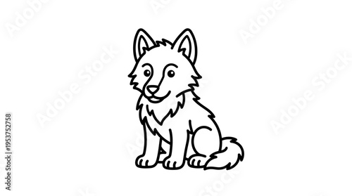 Friendly Cartoon Wolf Sitting and Smiling