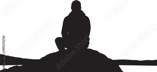 Man sitting on a hill silhouette landscape view