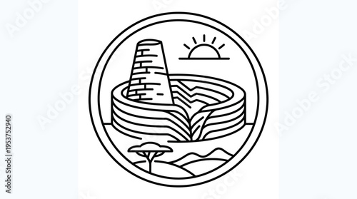 Great Zimbabwe Ruins Outline in Circle