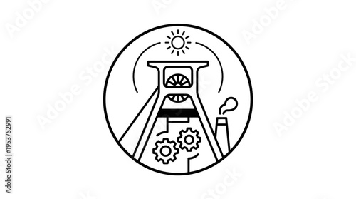 Industrial Mine Icon Within Circle