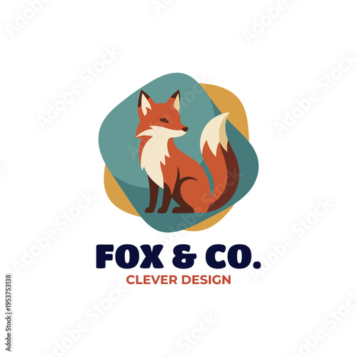 Принти на полотні This logo features a stylized fox, embodying cleverness and creativity, perfect for branding in design, marketing, or animal-themed businesses