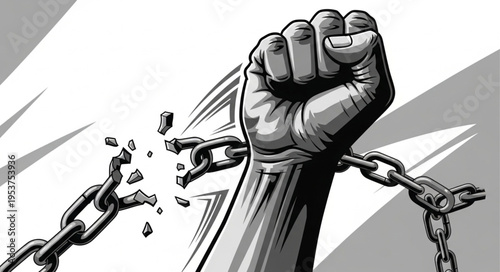 Fist Breaking Chains - Symbol of Freedom and Liberation.