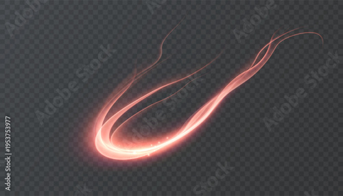 Red light trails with shimmering particles symbolize speed, energy and dynamic movement.