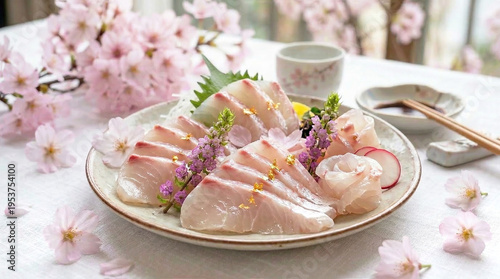 鯛のお刺身の盛り合わせ　さくらの花