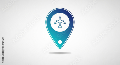 Airport Location Pin Icon with Airplane Symbol.