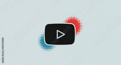 Stylized Play Button with Halftone Background for Modern Media.