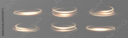 A bright swirl of light. Portal illumination effect on a transparent background. A bright round teleportation platform. A magical gate in a fantasy game. Vector.