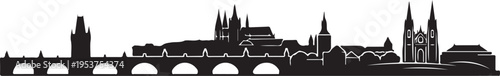 Prague City Skyline Vector Illustration