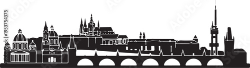 Prague City Skyline Vector Illustration