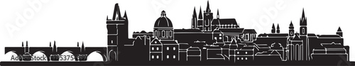 Prague City Skyline Vector Illustration