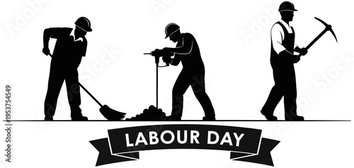 Labour day celebration with workers silhouettes