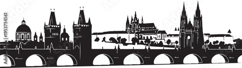 Prague City Skyline Vector Illustration