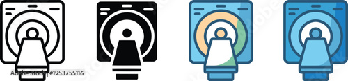 MRI and CT scanner icon set, modern outline and flat vector symbols of diagnostic imaging machines for healthcare radiology and medical technology use.