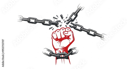 Fist Breaking Chains - Symbol of Freedom and Overcoming Obstacles.