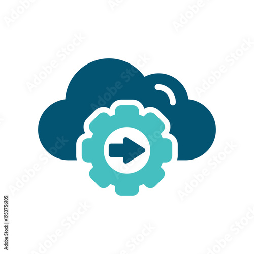 A cloud with a gear and arrow represents API access and service integration. This graphic suits developer dashboards, hosting platforms, software documentation, and web service materials