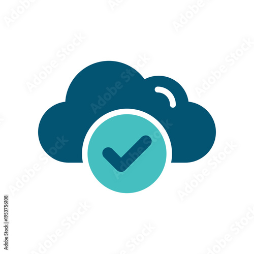 A cloud with a check mark represents approved access and verified cloud availability. This graphic suits login systems, permission dashboards, hosting services, and secure software interfaces