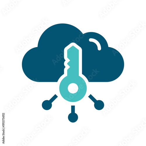 A cloud with a keyhole lock represents encrypted cloud protection and secure access. This graphic suits privacy dashboards, hosting services, compliance platforms, and cybersecurity materials