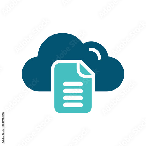 A cloud with a document represents standards, documentation, and cloud compliance rules. This graphic suits policy dashboards, hosting platforms, enterprise governance, and technical documentation 