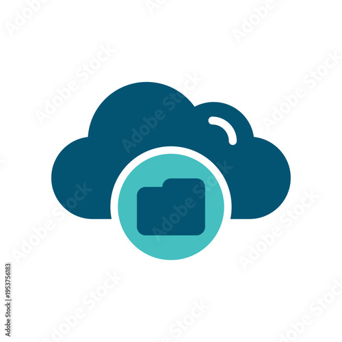 A cloud with a folder represents archived files and organized cloud storage. This graphic suits backup services, document systems, hosting platforms, and digital data management materials