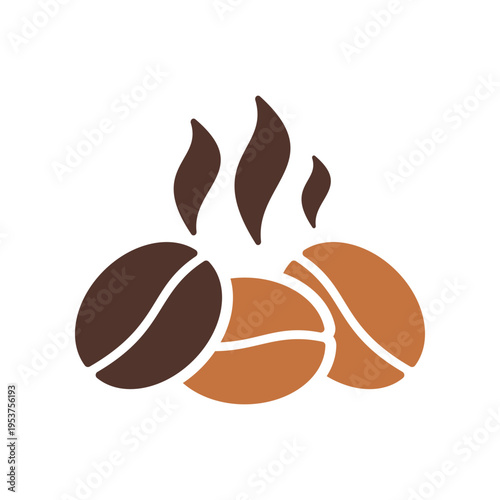 Coffee beans with rising scent lines represent aroma and freshness. This graphic suits roast packaging, cafe branding, menu designs, and beverage promotions