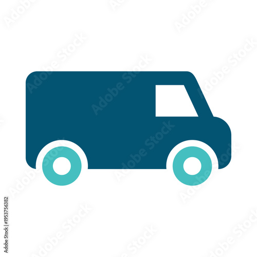 A compact delivery van is shown in a clean minimal style. This graphic suits courier services, local shipping platforms, retail logistics systems, and transport company materials