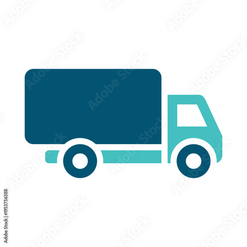 A simple delivery truck is shown in side view with a large rear compartment. This graphic suits transport services, logistics branding, shipping dashboards, and commercial delivery materials