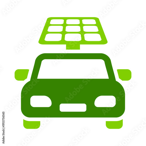 A car with a solar panel on the roof represents solar powered mobility. This graphic suits renewable transport campaigns, green technology apps, charging services, and eco innovation materials