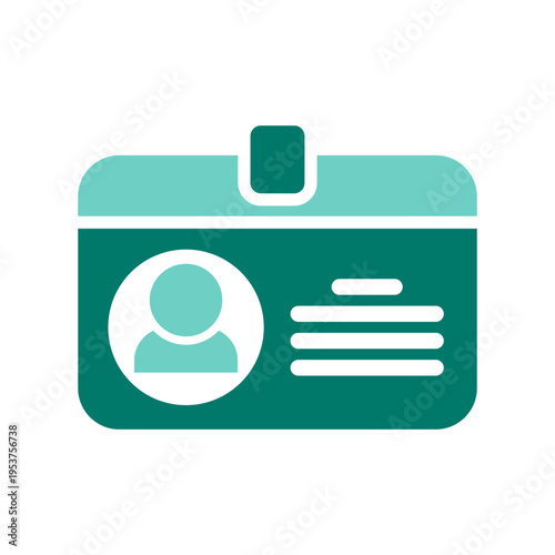 A medical identification card with a profile image represents patient identity data. This graphic suits clinic registration systems, pharmacy platforms, hospital records, and healthcare 