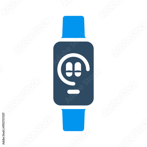 A smartwatch with footprints represents daily step counting and walking activity tracking. This graphic suits fitness apps, wearable dashboards, wellness programs, and personal health interfaces