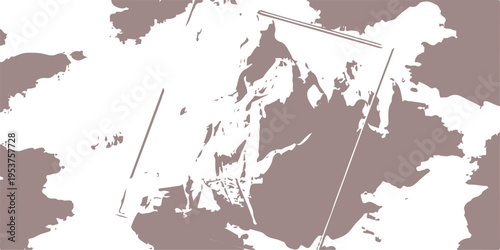 Detailed vector illustration of a world map with abstract grunge paint textures featuring borders of Europe and Asia countries for a travel business atlas