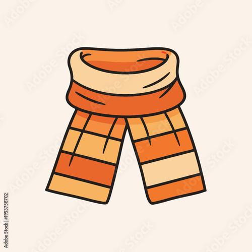 Scarf Striped Orange and Beige Winter Accessory