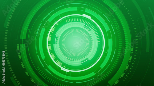 Abstract green futuristic sci-fi HUD circular technology background
