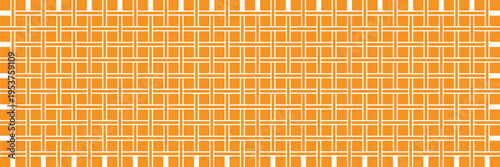 Geometric seamless pattern of simple orange woven thick lines on white background. Modern tech wallpaper, grid basket weave background, clean architectural line backdrop, vibrant mosaic.