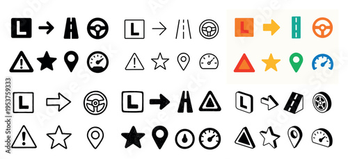 Transport icons with wheel road marker minimal