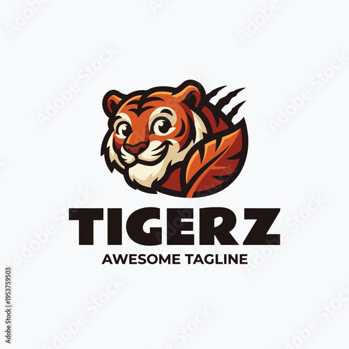 A vibrant tiger face mascot exuding energy and excitement, perfect for brands looking to emphasize strength, playfulness, and enthusiasm in their marketing.
