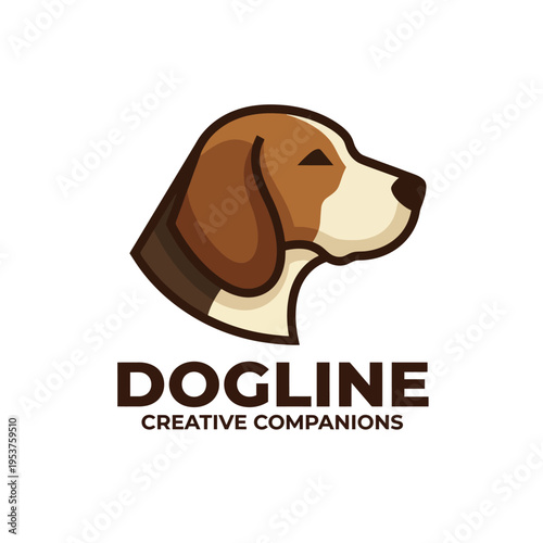 A clean and professional beagle dog profile, symbolizing companionship and loyalty, ideal for brands focused on pets, animal care, or lifestyle.