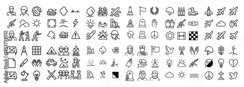 Safety icons with person tree fire hazard outline