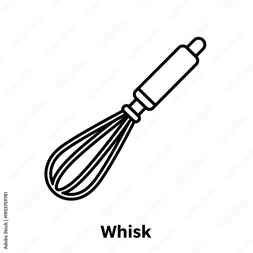 Fototapeta premium Detailed Line Art Illustration of a Kitchen Whisk for Culinary Purposes.