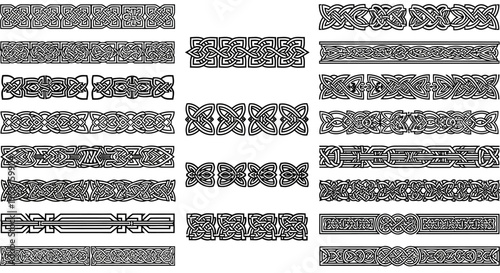 A collection of various metal chain links.
