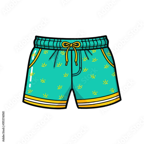 Swim Trunks Illustration of Teal Colored Design