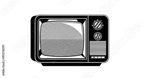 Vintage Television with Static Screen Displaying Noise and Interference.