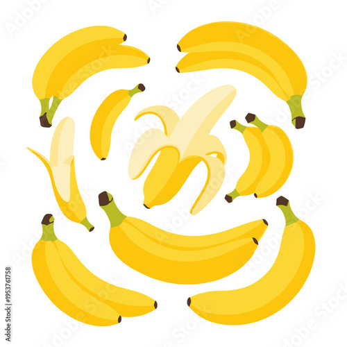 Bananas Fresh Ripe Tropical Fruits Still Life Arrangement